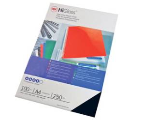 Copertine HiGloss per rilegatura A4,250 gr cartoncino lucido nero - 22283