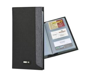 Portabiglietti in tessuto 12 x 23 cm capacita 64 biglietti nero grigio - 22277