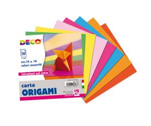 Carta per origami 14 x 14 cm colori assortiti confezione da 20 fogli - 22469