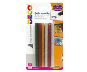 Colle stick per pistole mini glitter assortiti diametro 7mm lunghezza 10 cm Deco 12071 - 22497