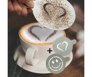 Stencil per caffe 10 x 12,4 x 0,1 cm forma cuore e smile set 2 pezzi - 22663
