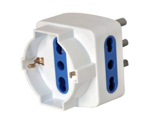 Adattatore triplo con spina 2P T 16A 2 prese bipasso 10,16A 1 Schuko Mkc 492518066 - 131