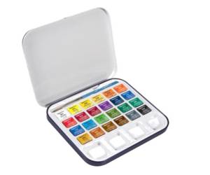 Acquerelli Aquafine - colori assortiti - scatola metallo 24 acquerelli + pennello + tavolozza - Daler Rowney - D131900924 - 5011386094281 - DMwebShop