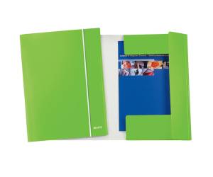 Cartella con elastico WOW - cartoncino plastificato - 3 lembi - 25 x 35 cm - verde lime - conf. 5 pezzi - Leitz - 39830054 - 4002432601660 - DMwebShop