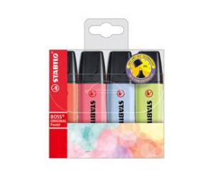 Evidenziatori Boss Pastel - punta a scalpello - tratto 2 - 5 mm - colori assortiti - astuccio 4 pezzi - Stabilo - 70/4-3 - 4006381558174 - DMwebShop