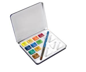 Acquerelli Aquafine colori assortiti scatola metallo 10 acquerelli con pennello e tavolozza - 24695
