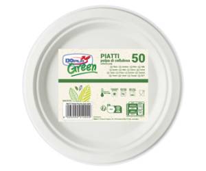 Piatto piano monouso rotondo diametro 22 cm cellulosa bianco Green - 24479