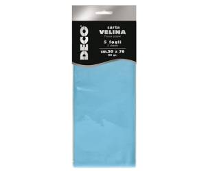 Carta velina - 20 gr - 50 x 76 cm - azzurro - busta 5 fogli - Deco - 12283/13 - 8004957122886 - DMwebShop