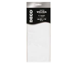 Carta velina - 20 gr - 50 x 76 cm - bianco perlescente - busta 5 fogli - Deco - 12295/01 - 8004957689945 - DMwebShop