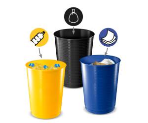 Cestino raccolta differenziata - 40 lt - giallo-blu-nero - set 3 pezzi - Cep - 1013331451 - 3462159013510 - DMwebShop