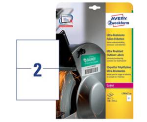 Etichette in polietilene per protezione e sicurezza - 210 x 148 mm - bianche - laser - 10 fogli - 2 etichette per foglio - Avery - L7916-10 - 4004182068038 - DMwebShop