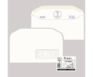 Busta Kami Gommata con finestra 11 x 23 cm 100 gr carta riciclata FSC bianco - 6288