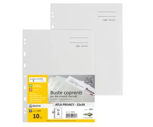 Buste con foratura universale Atla Privacy per documenti riservati 22 x 30 cm bianco - 1606