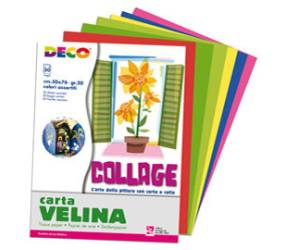 Carta velina 50 x 76 cm 20 gr 10 colori assortiti busta 50 fogli - 8806
