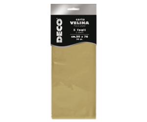 Carta velina 50 x 76 cm 20 gr oro perlescente busta 5 fogli - 8807
