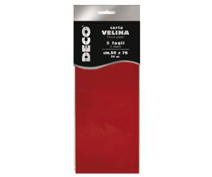 Carta velina 50 x 76 cm 20 gr rosso busta 5 fogli - 8824