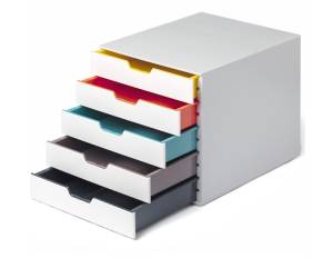 Cassettiera 5 cassetti colorati bianco ghiaccio cassetti 5 cm - 1871