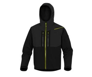 Giacca Softshell Horten tessuto Softshell poliestere elastan con cappuccio taglia L nero giallo - 9254