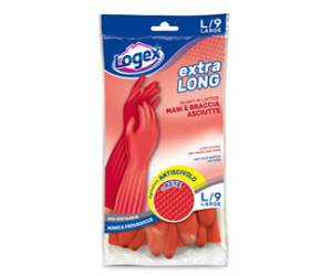 Guanti in lattice Extralong taglia L rosso - 11916