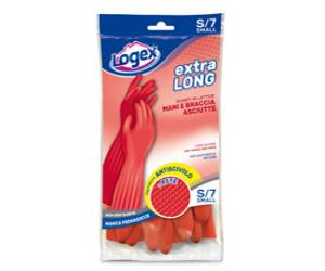 Guanti in lattice Extralong taglia S rosso - 11814