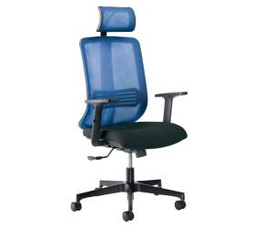 Poltrona semidirezionale Vertigo VRAPG con braccioli regolabili e poggiatesta nero blu - 7767