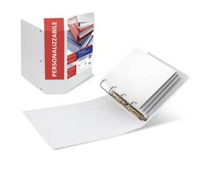 Raccoglitore personalizzabile Stelvio TI 22 x 30 cm 4 anelli a Q 100 mm dorso 13 cm bianco - 1693