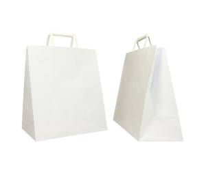 Shopper Flat Large 28 x 17 x 32 cm carta kraft bianco - 12085
