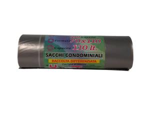 Sacchi - 70 x 110 cm - 110 lt - 22 micron - grigio trasparente - conf. 10 pezzi - Rolsac - 10466 - 8010405020062 - DMwebShop