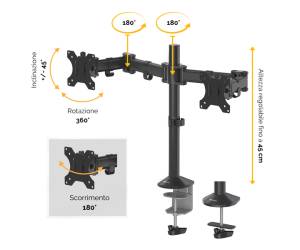 Bracci porta monitor Reflex Series doppio 55x11,6x72,6 cm - 16655