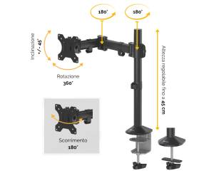 Bracci porta monitor Reflex Series singolo 55x11,6x49 cm - 16664
