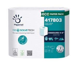 Carta igienica DissolveTech 9,5 cm x 94 mt diametro 12 - 1 cm 850 strappi pacco 4 rotoli Papernet - 14922