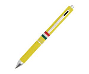 Penna a sfera a scatto multifunzione fusto giallo gommato Italia - 13557