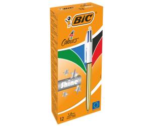 Penna sfera scatto multifunzione 4 Colors Shine punta 1 mm fusto oro - 13387