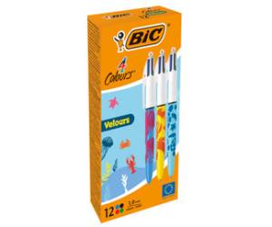 Penna sfera scatto multifunzione 4 Colours Velours punta 1 mm 4 colori scatola 12 pezzi - 13374