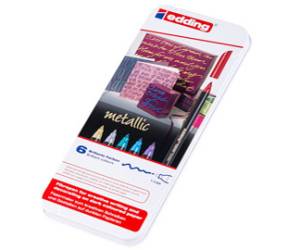 Pennarello 1200 punta fibra tonda 1 mm colori assortiti metallic astuccio metallo da 6 pezzi - 13571