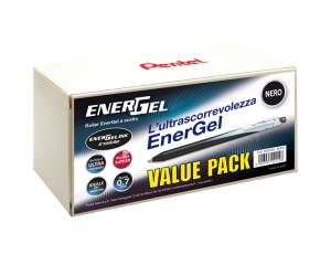 Roller a scatto Energel Slim punta 0,7 mm nero value pack 20,4 pezzi - 12808