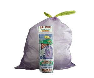 Sacchi 55 x 65 cm 44 lt 18 micron con maniglie MDPE HDPE viola - 12176