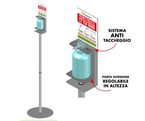 Piantana da terra con supporto per dispenser regolabile 140 cm - 19071