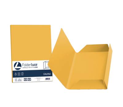 Cartelline 3 lembi Luce - 200 gr - 24,5 x 34,5 cm - giallo oro - conf. 25 pezzi - Favini - A50H434 - 8007057263275 - DMwebShop