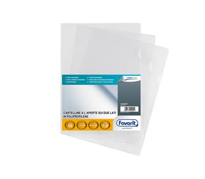 Cartelline a L Pratic - Linear - PPL - buccia - 22 x 30 cm - trasparente - conf. 50 pezzi - Favorit - 100460001 - 8006779000052 - DMwebShop