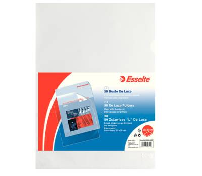Cartelline a L De Luxe - PPL buccia - 22 x 30 cm - trasparente - conf. 50 pezzi - Esselte - 395084000 - 8004157508404 - DMwebShop