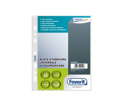 Buste forate Special PP Superior liscio - 15 x 21 cm - trasparente - conf. 25 pezzi - Favorit - 100460019 - 8006779001103 - DMwebShop