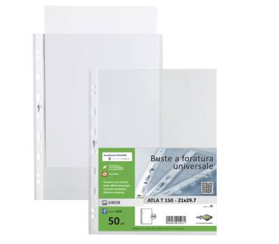 Buste forate Atla T - pesante liscio - 21 x 29,7 cm - trasparente - conf. 50 pezzi - Sei Rota - 662120 - 8004972018393 - DMwebShop