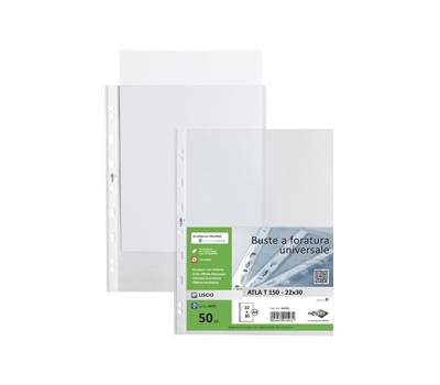 Buste forate Atla T - pesante liscio - 22 x 30 cm - trasparente - conf. 50 pezzi - Sei Rota - 662221 - 8004972015972 - DMwebShop