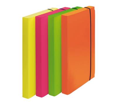 Cartella progetto Shocking File - con elastico - 24 x 35 x 3 cm
 - colori fluo assortiti - conf. 4 pezzi - Fellowes - 1028101 - 43859658923 - DMwebShop