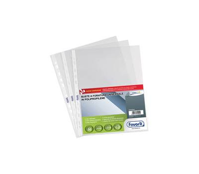 Buste forate Special Linear PP trasparenti 22x30 cm lisce confezione 50 pezzi Favorit 100460039 - 3202