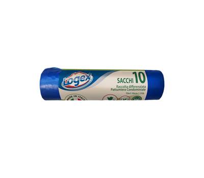 Sacchi per immondizia - 70x110 cm - 120 lt - 16 micron - blu - rotolo da 10 sacchetti - Logex Professional - 2006LXB01 - 8003350531400 - DMwebShop