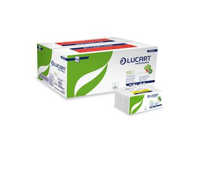 Asciugamani piegati a Z Eco - 2 veli - 22 gr - goffratura corda - 23,5 x 23 cm - bianco - conf. 18 pezzi da 220 - Lucart - 864014 - DMwebShop