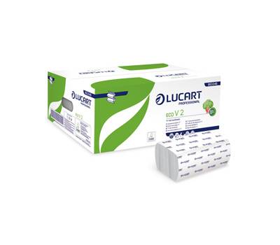 Asciugamani piegati a V Eco - 2 veli - goffratura corda - 21 x 21 cm - 19,5 gr - bianco - conf. 20 pezzi da 190 - Lucart - 863046 - 8005892415033 - DMwebShop