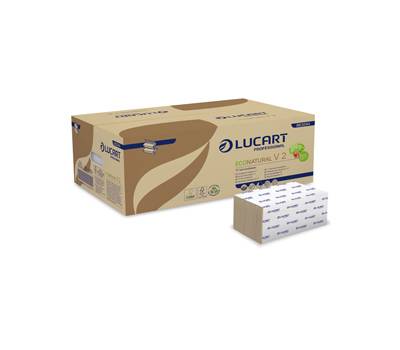 Asciugamani piegati a V EcoNatural - 2 veli - 19,5 gr - goffratura corda - 21 x 21 cm - avana - conf. 20 pezzi da 190 - Lucart - 863044 - 8005892414883 - DMwebShop